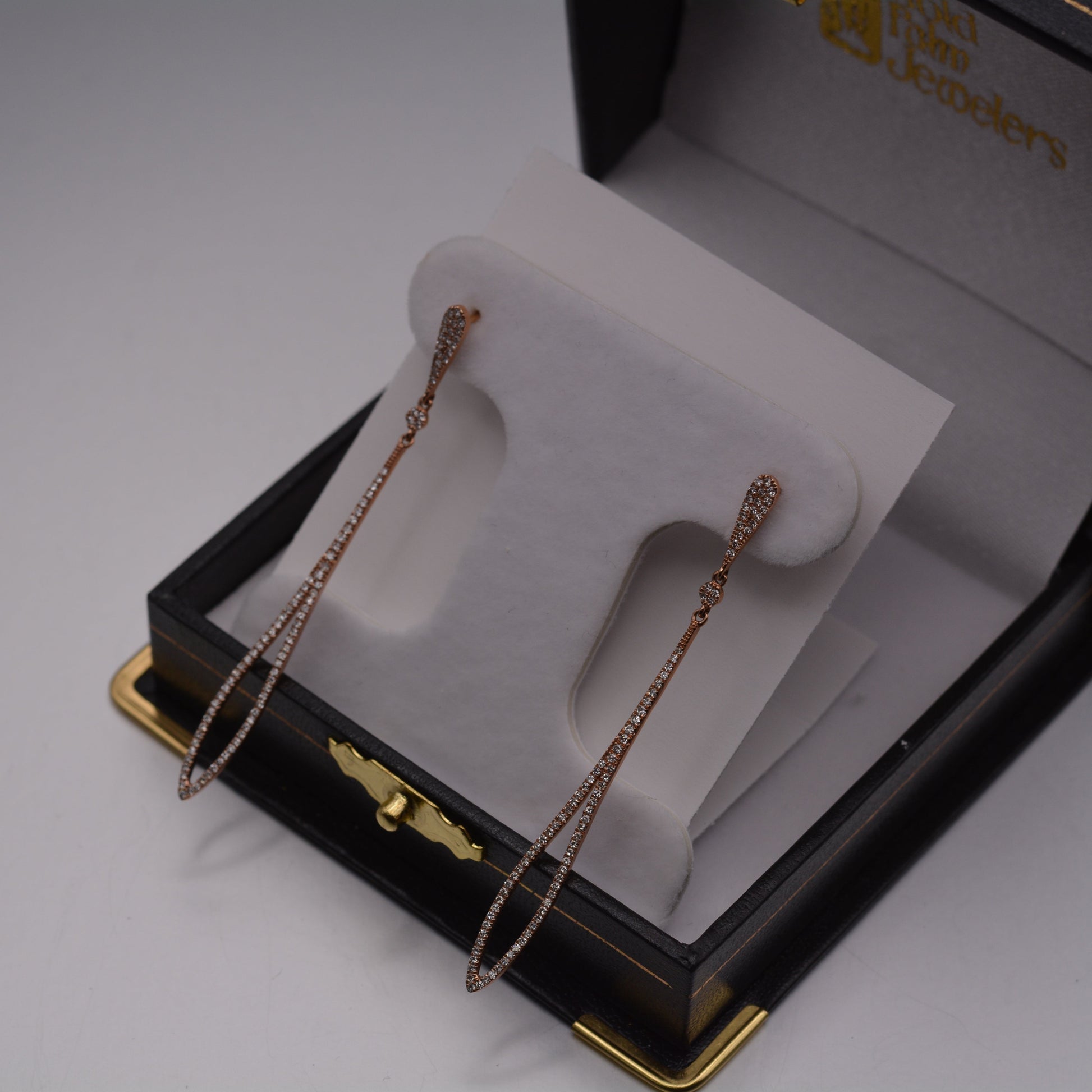 14KT Rose Gold Diamond Dangle Earrings