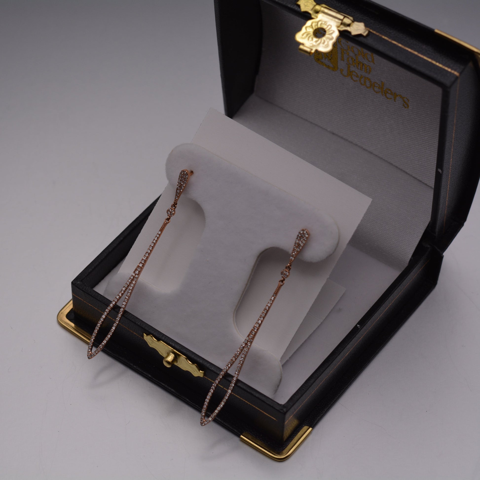 14KT Rose Gold Diamond Dangle Earrings