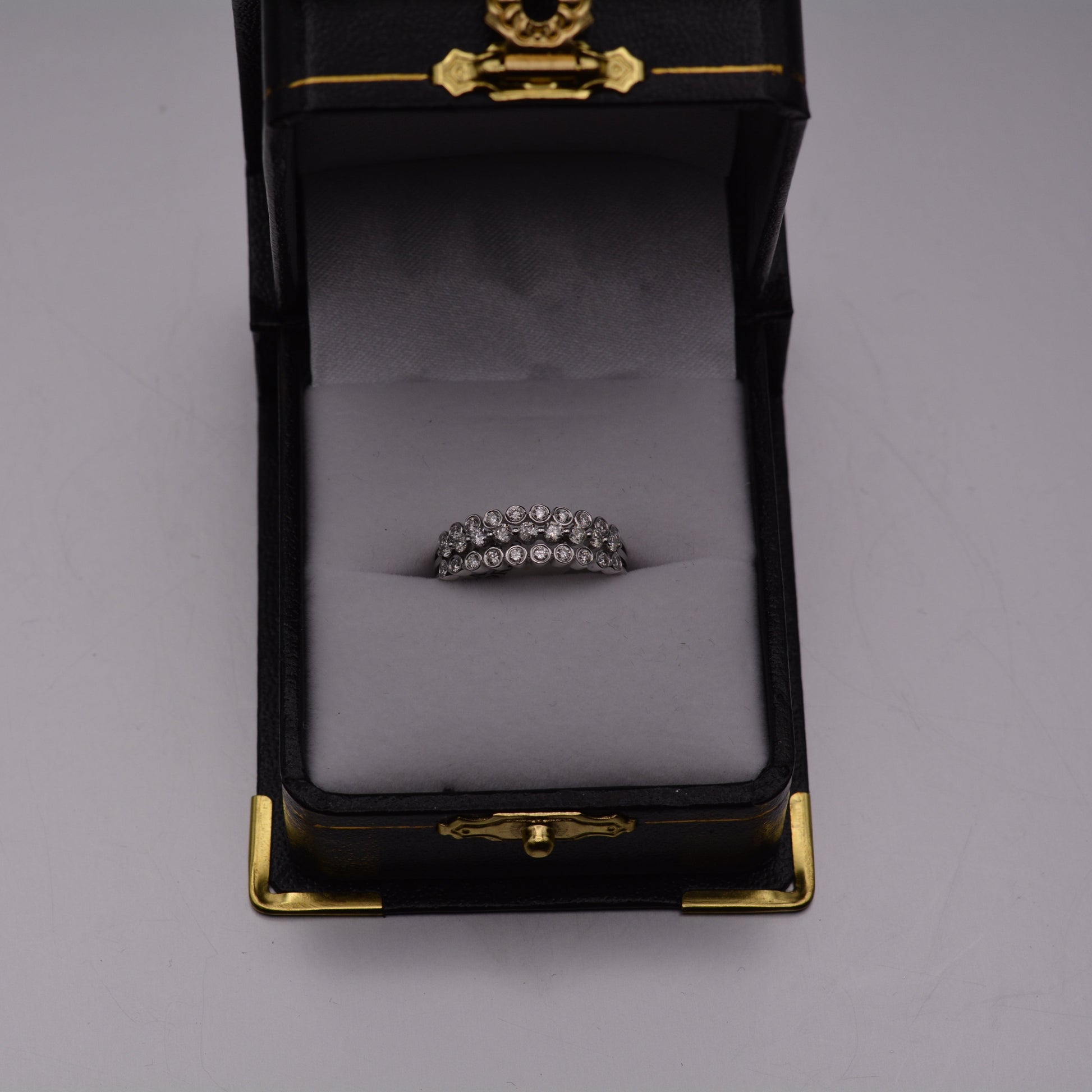 18KT 3 Row White Gold Round Diamond Ring