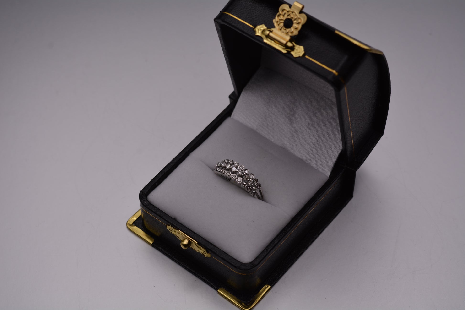 18KT 3 Row White Gold Round Diamond Ring