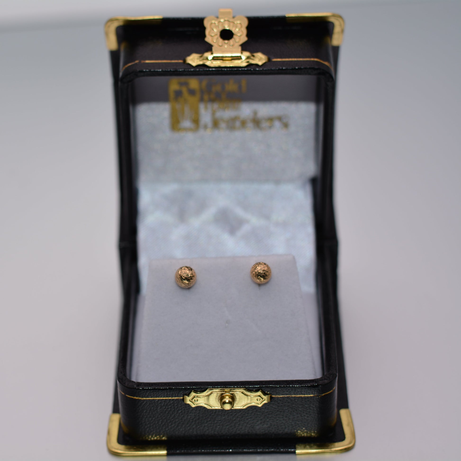 14KT Yellow Gold 4MM Diamond Cut Ball Earrings