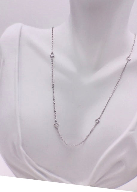 Rodium Plated - Crystal by the Yard Necklace