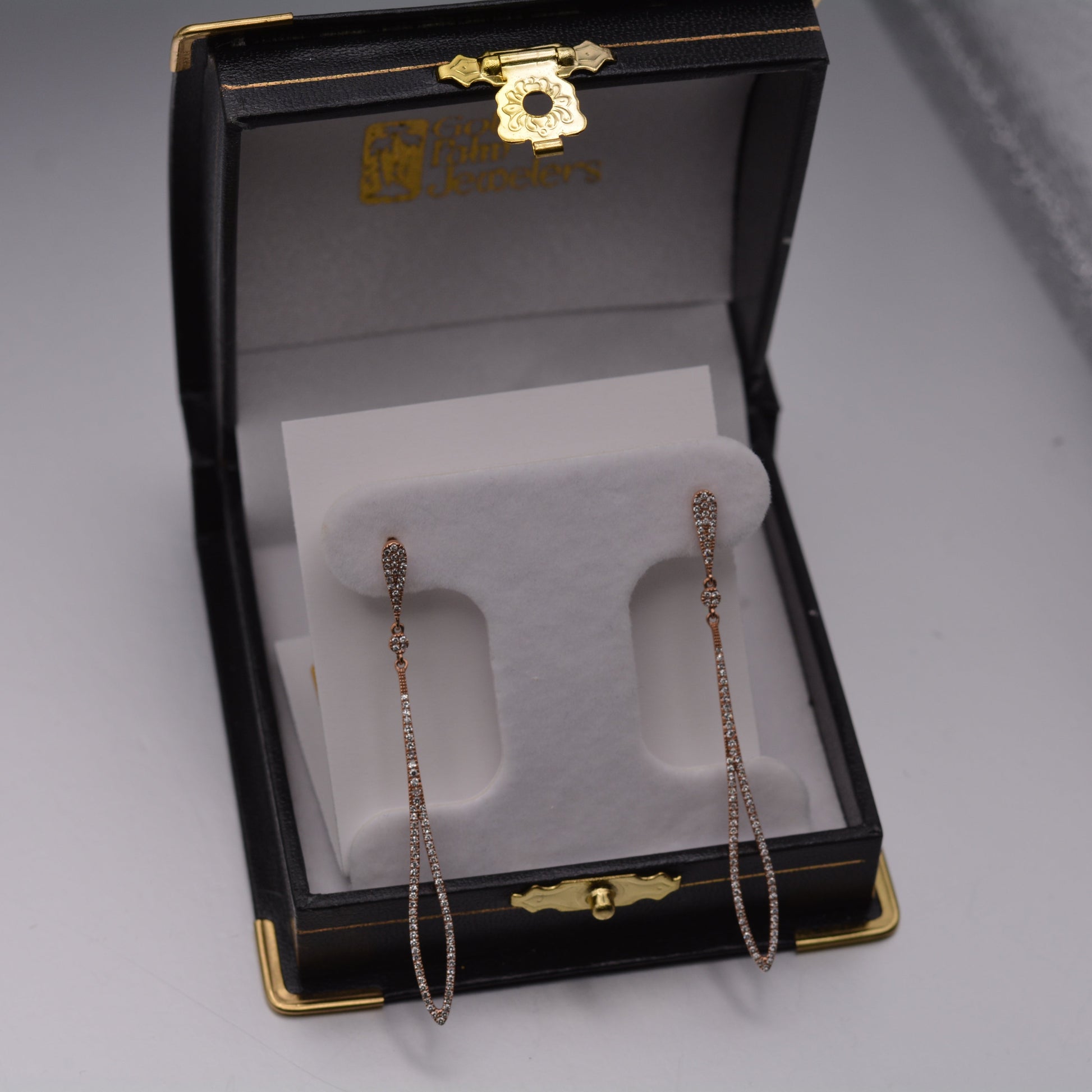 14KT Rose Gold Diamond Dangle Earrings