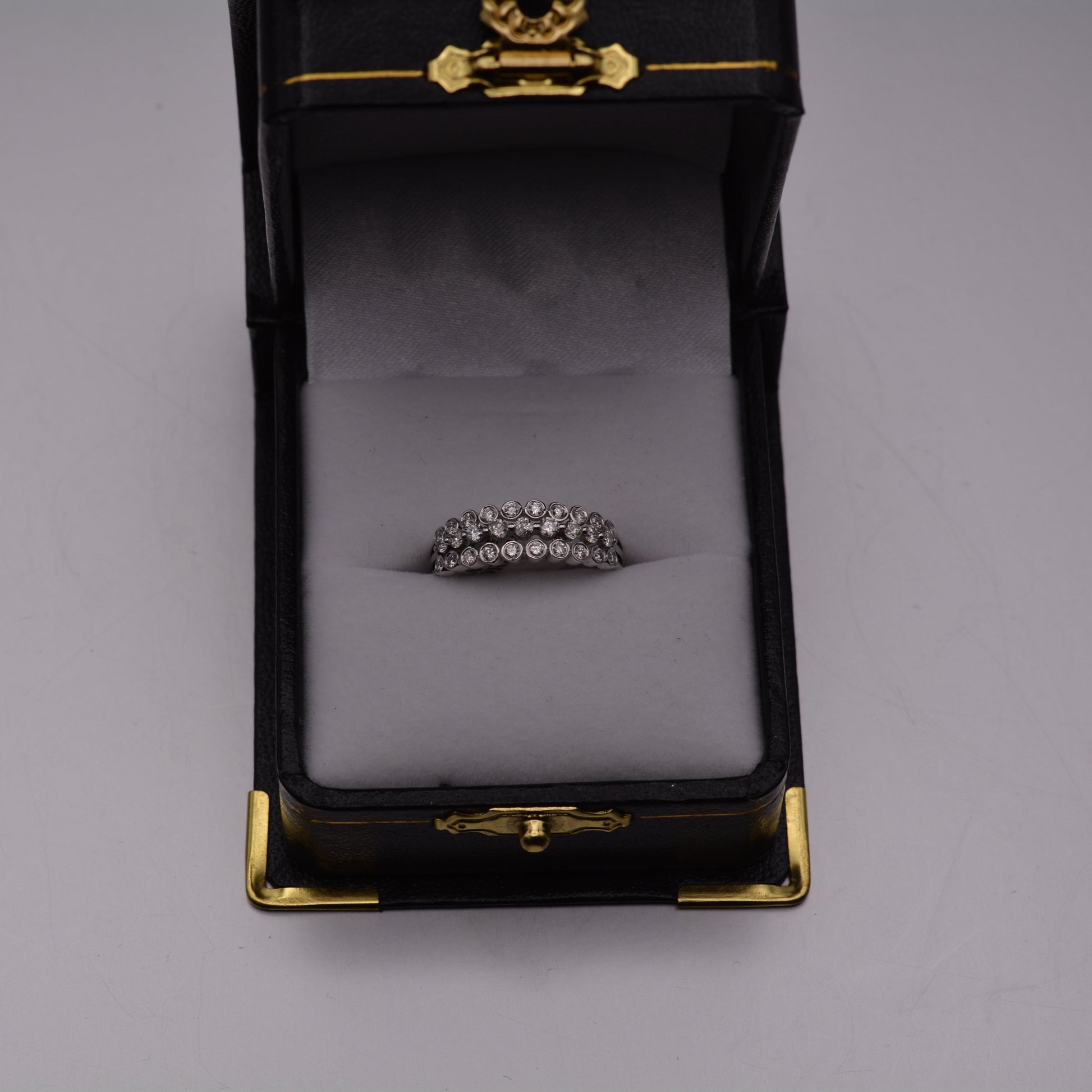 18KT 3 Row White Gold Round Diamond Ring