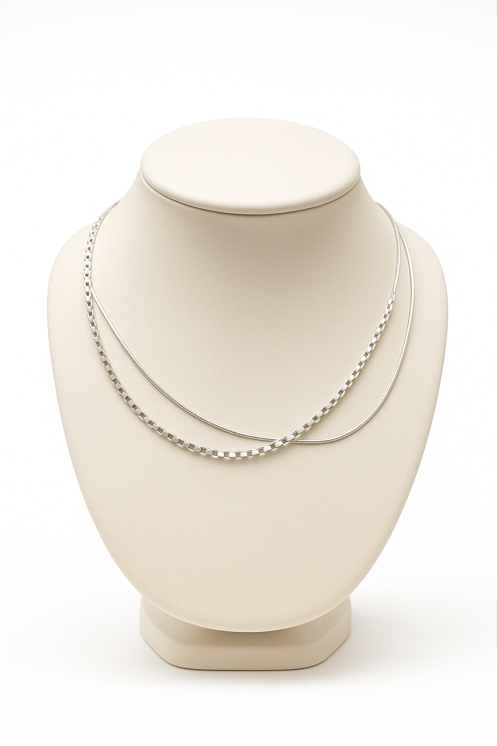 Rodium Plated - Multi Square Layered Necklace