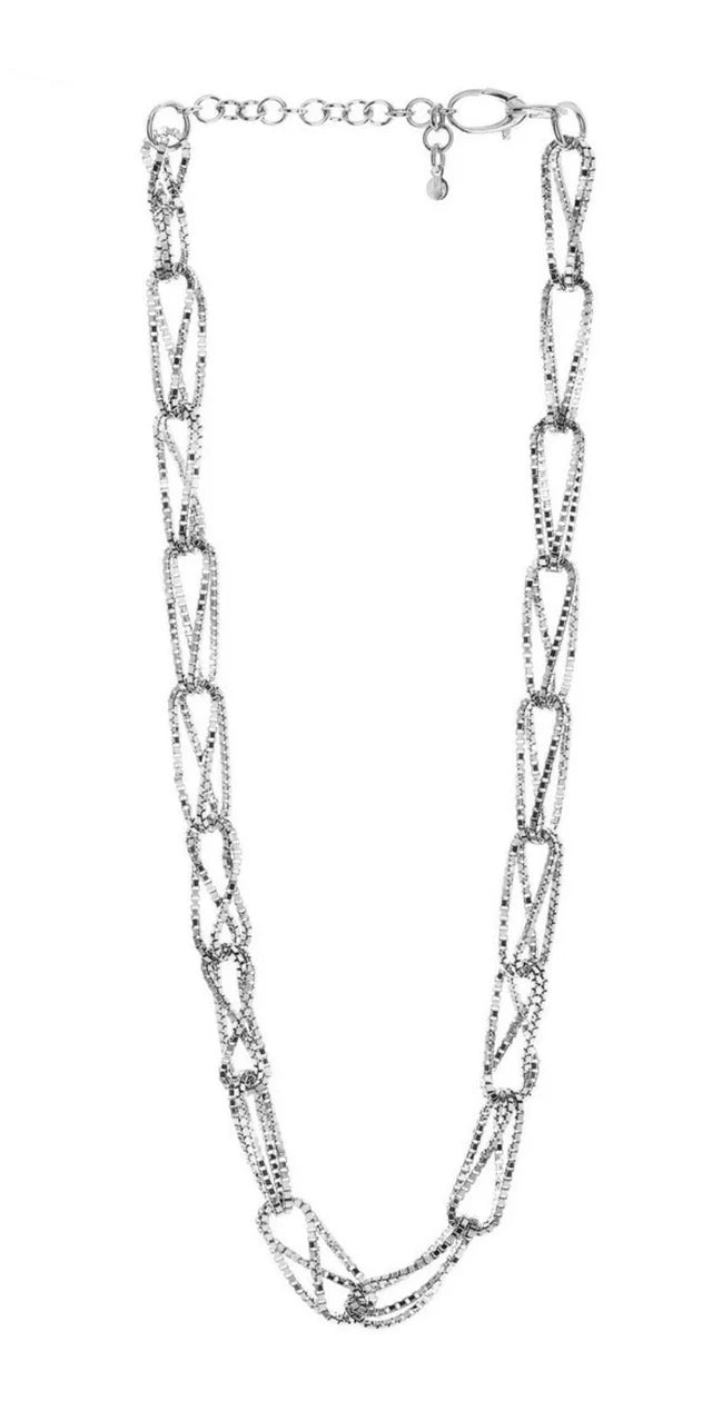 Rodium Plated - Box Style Chain Necklace